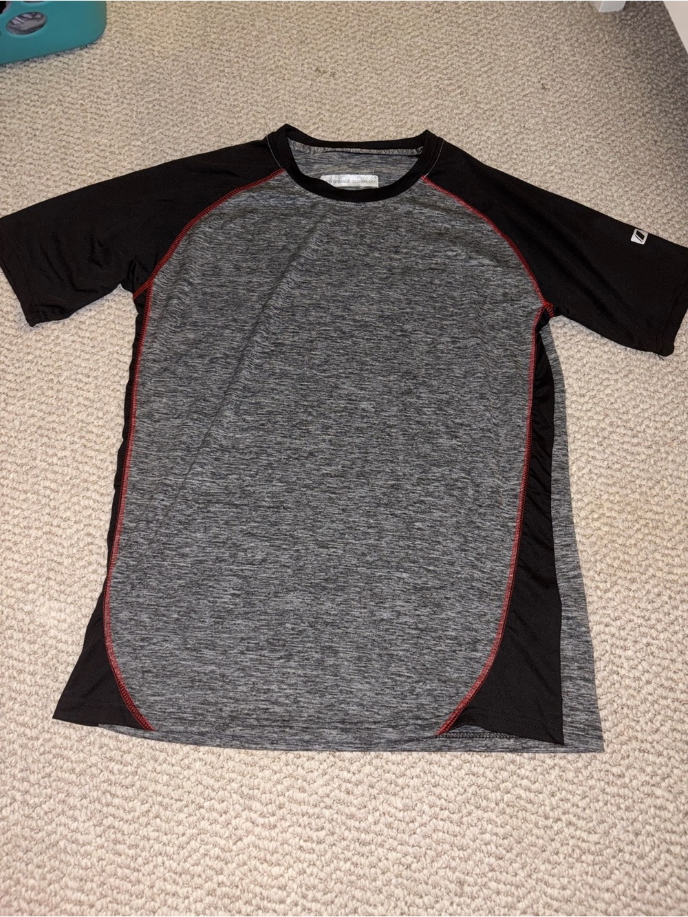 Cougar Sport Men's Short-Sleeve Athletic Tee in Gray with Black and Red Trim